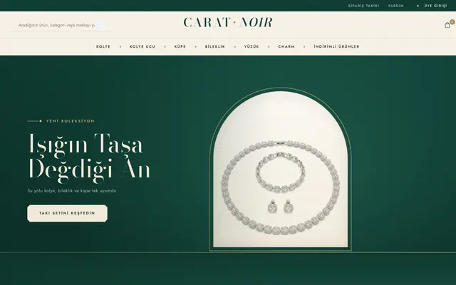 Carat Noir teması, takı mağazası anasayfası
