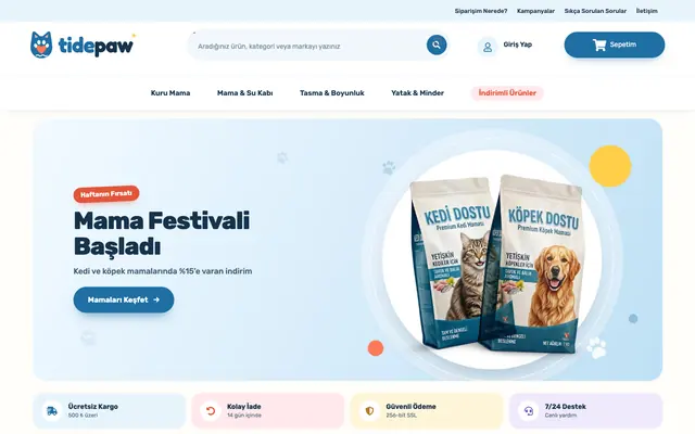 Tidepaw teması, evcil hayvan mağazası anasayfası