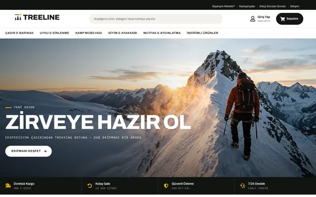 Treeline teması, outdoor mağazası anasayfası