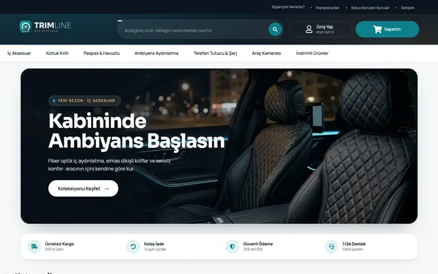 Trimline teması, yedek parça mağazası anasayfası