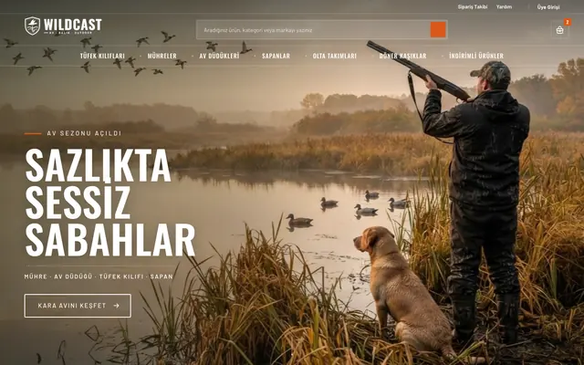 Wildcast teması, outdoor mağazası anasayfası